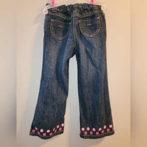 💕 Vintage Gymboree Wild One Dark Wash Pink Polka Dot Jeans Adjustable Waist 🦓 - Picture 2 of 6
